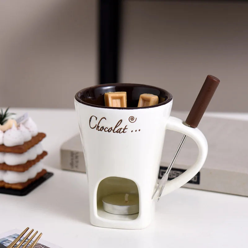 200ml Chocolate Fondue Mug Melting Cups Hot Pot Ceramic