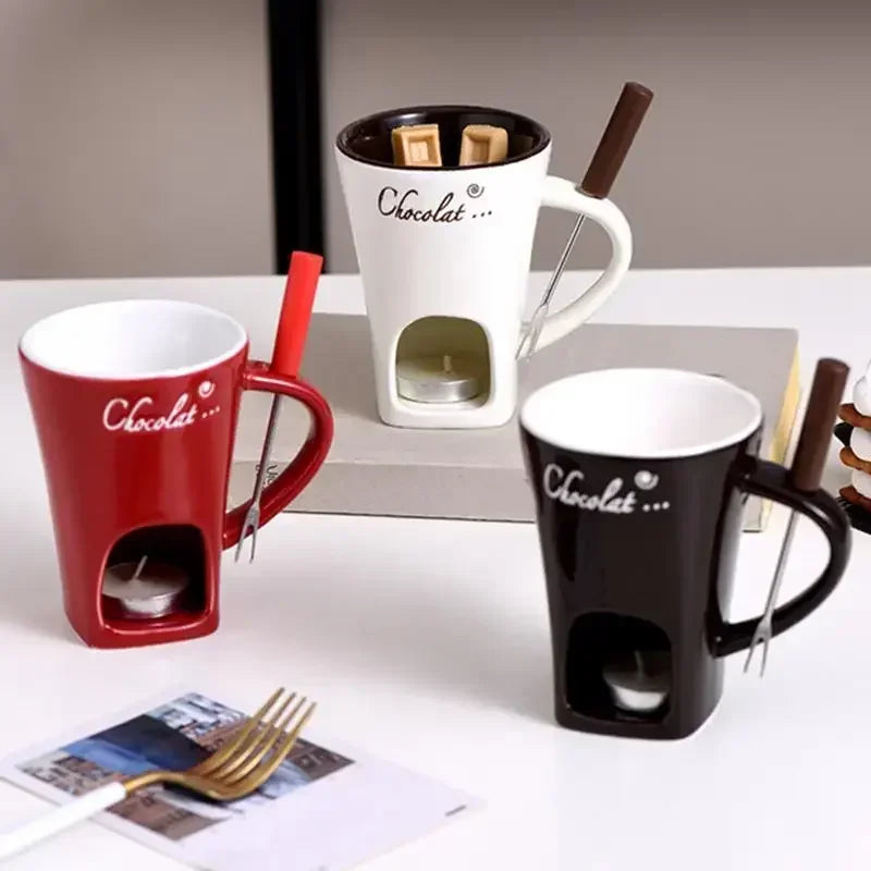 200ml Chocolate Fondue Mug Melting Cups Hot Pot Ceramic