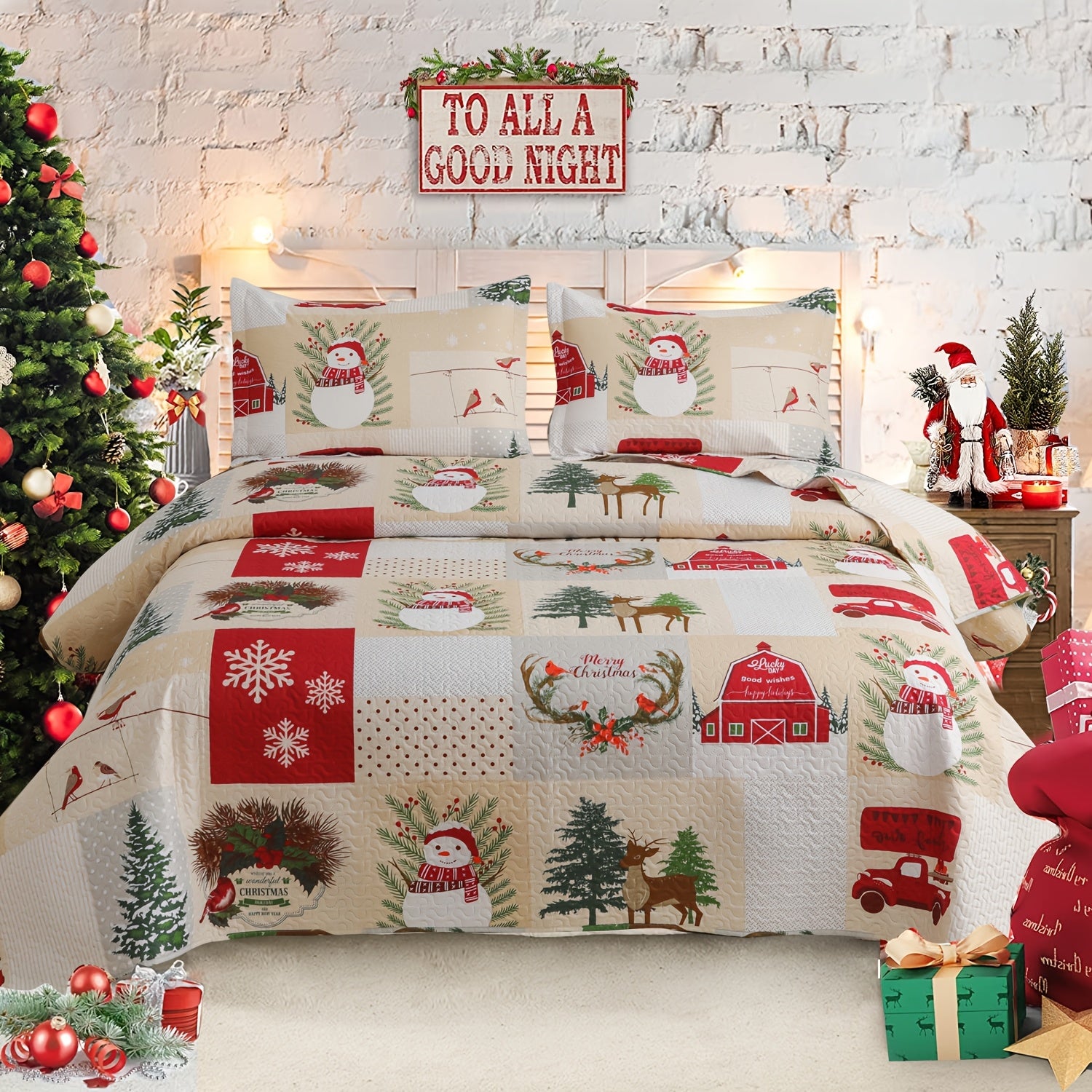 3pcs Christmas  Bedding Set